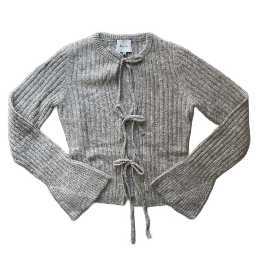 Reformation Gray Ribbed Sweater